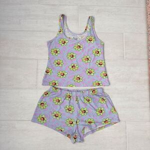 Rick and Morty Matching PJ Set Cami Tank Shorts Adult Swim Purple Green Medium